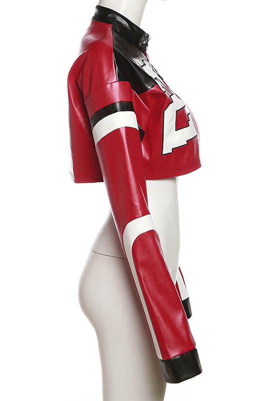 Jaqueta Bordada de Couro Sintético - Biker