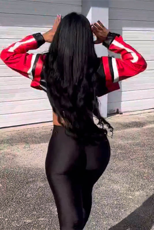 Jaqueta Bordada de Couro Sintético - Biker