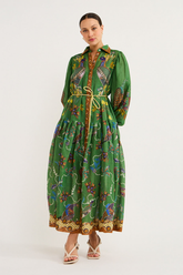 Vestido Longo com Manga Bufante e Estampa Animal - Marcella