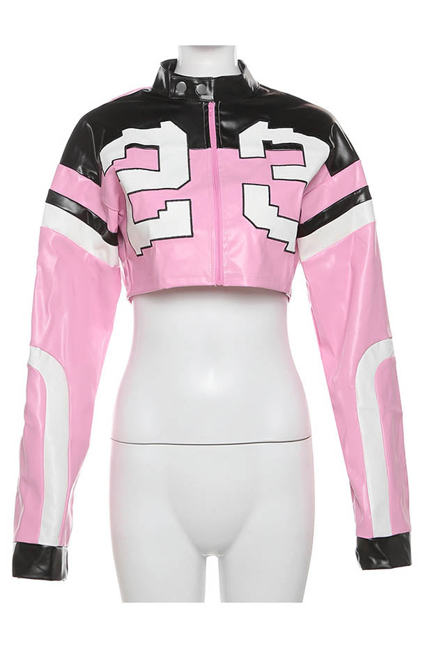 Jaqueta Bordada de Couro Sintético - Biker