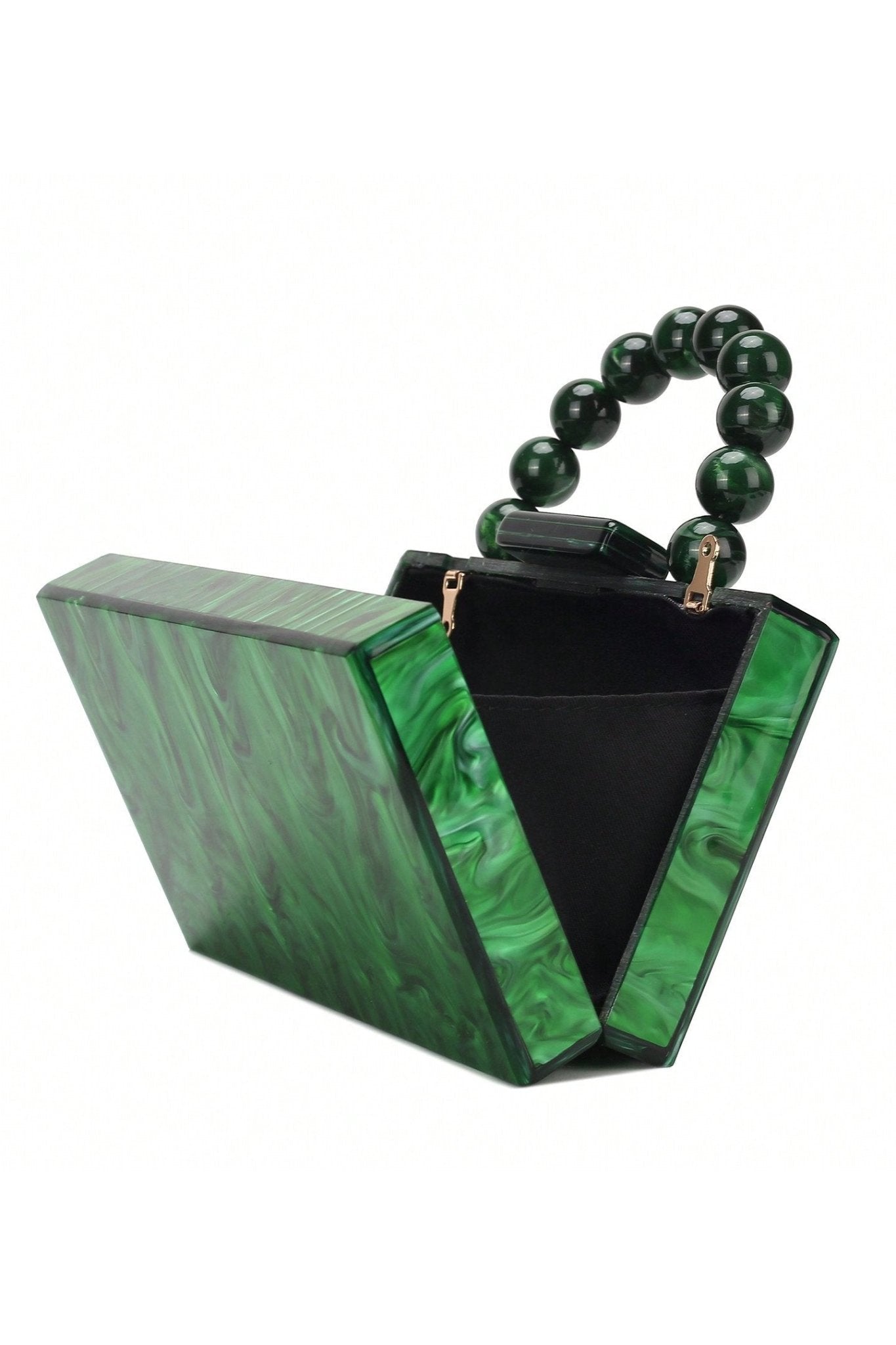 Bolsa Marmorizada com Alça de Corrente com Miçangas