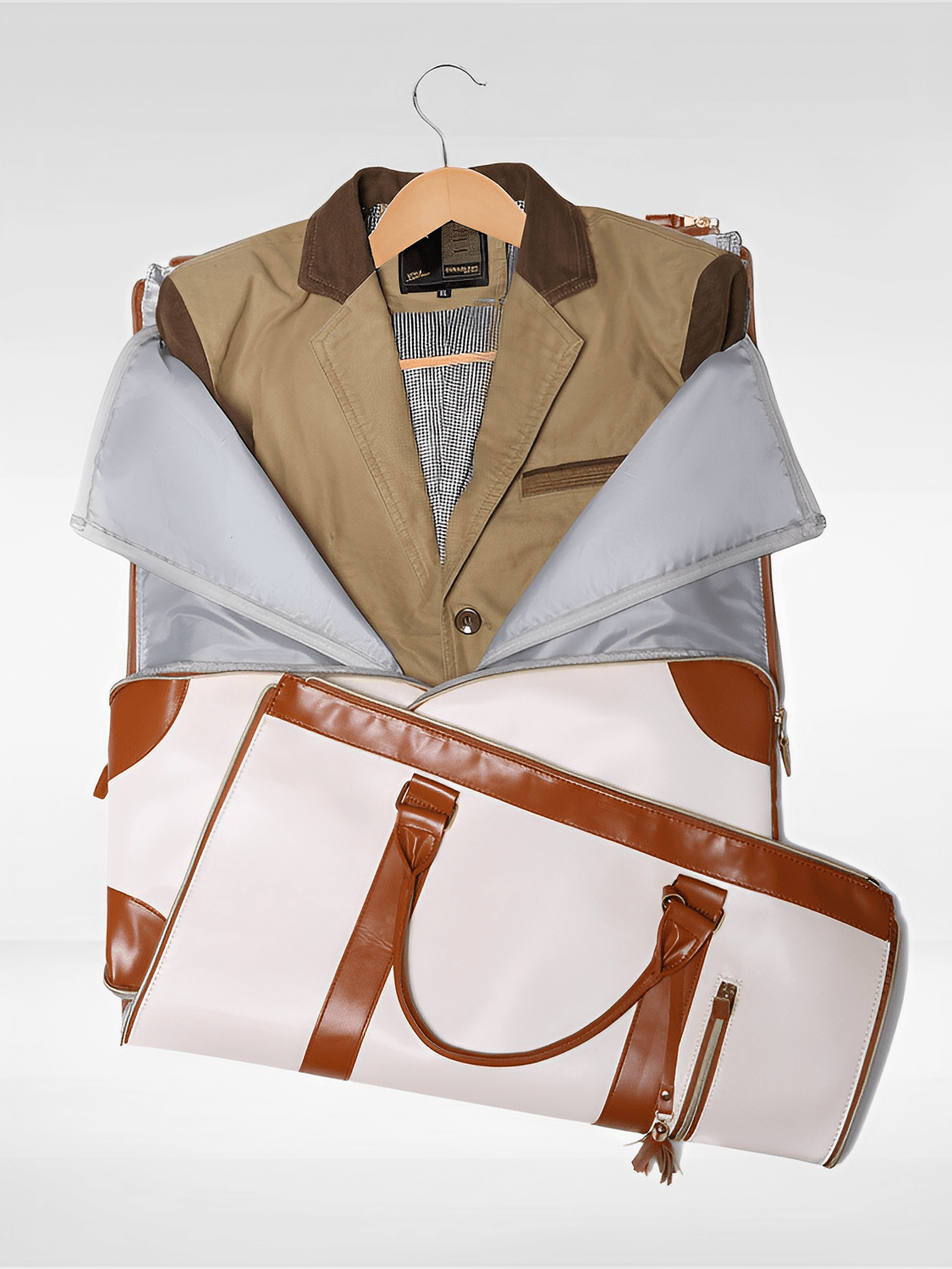 Bolsa Mala Feminina Para Viagem em Couro PU Multifuncional Dobrável – Angela