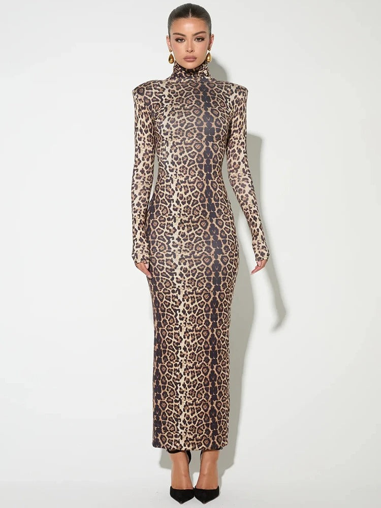 Vestido Feminino Longo Justo - Leopard