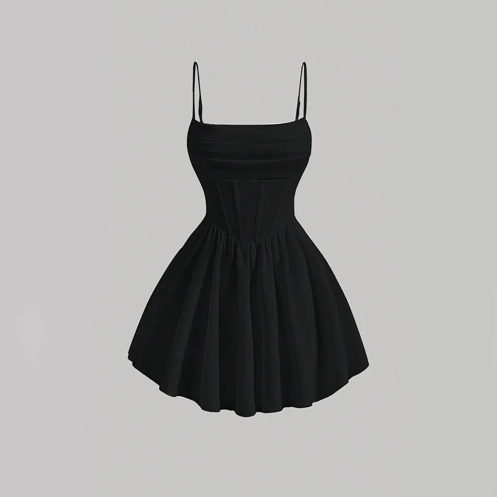 Vestido Feminino Curto Vermelho com Decote Quadrado - Mia