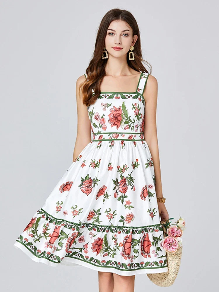 Vestido Floral Encanto de Verão – Alças Finas e Costas Abertas