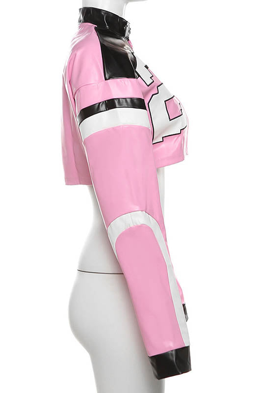 Jaqueta Bordada de Couro Sintético - Biker