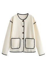 Jaqueta com Decote em V e Fechamento por Botão - Malenia