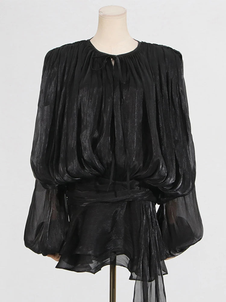 Vestido Feminino Acetinado Plissado -  Izuke