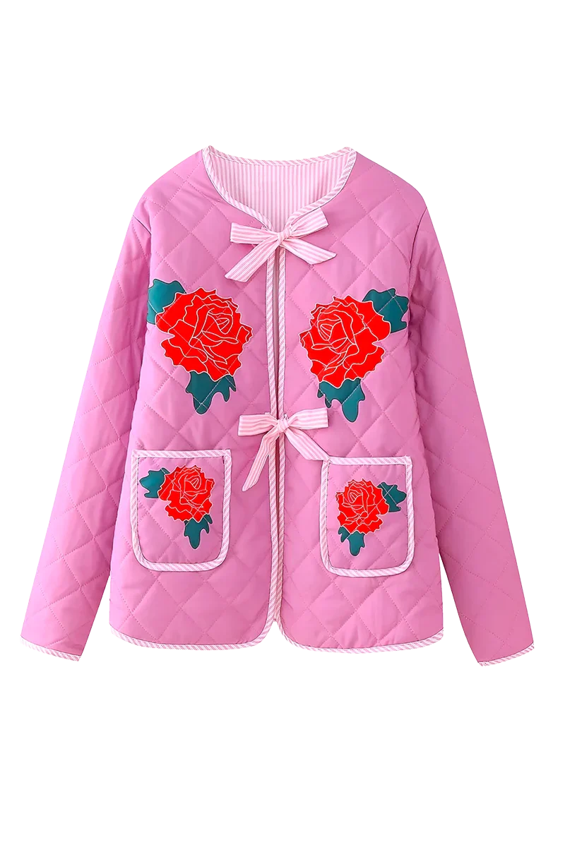 Jaqueta de Algodão Estampada com Gola Redonda - Bertanne