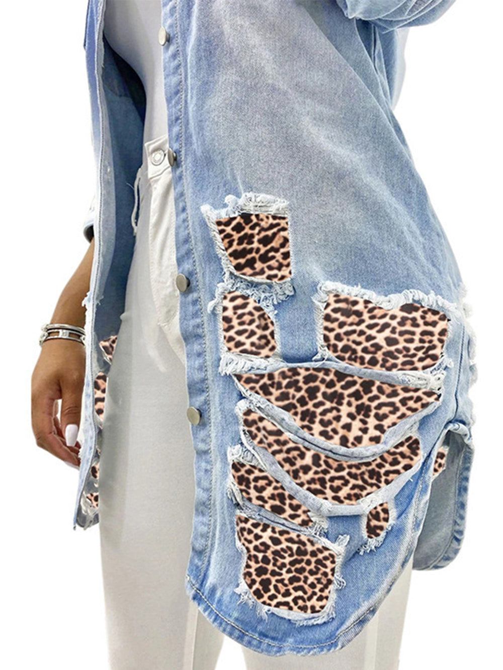 Jaqueta jeans leopardo sexy
