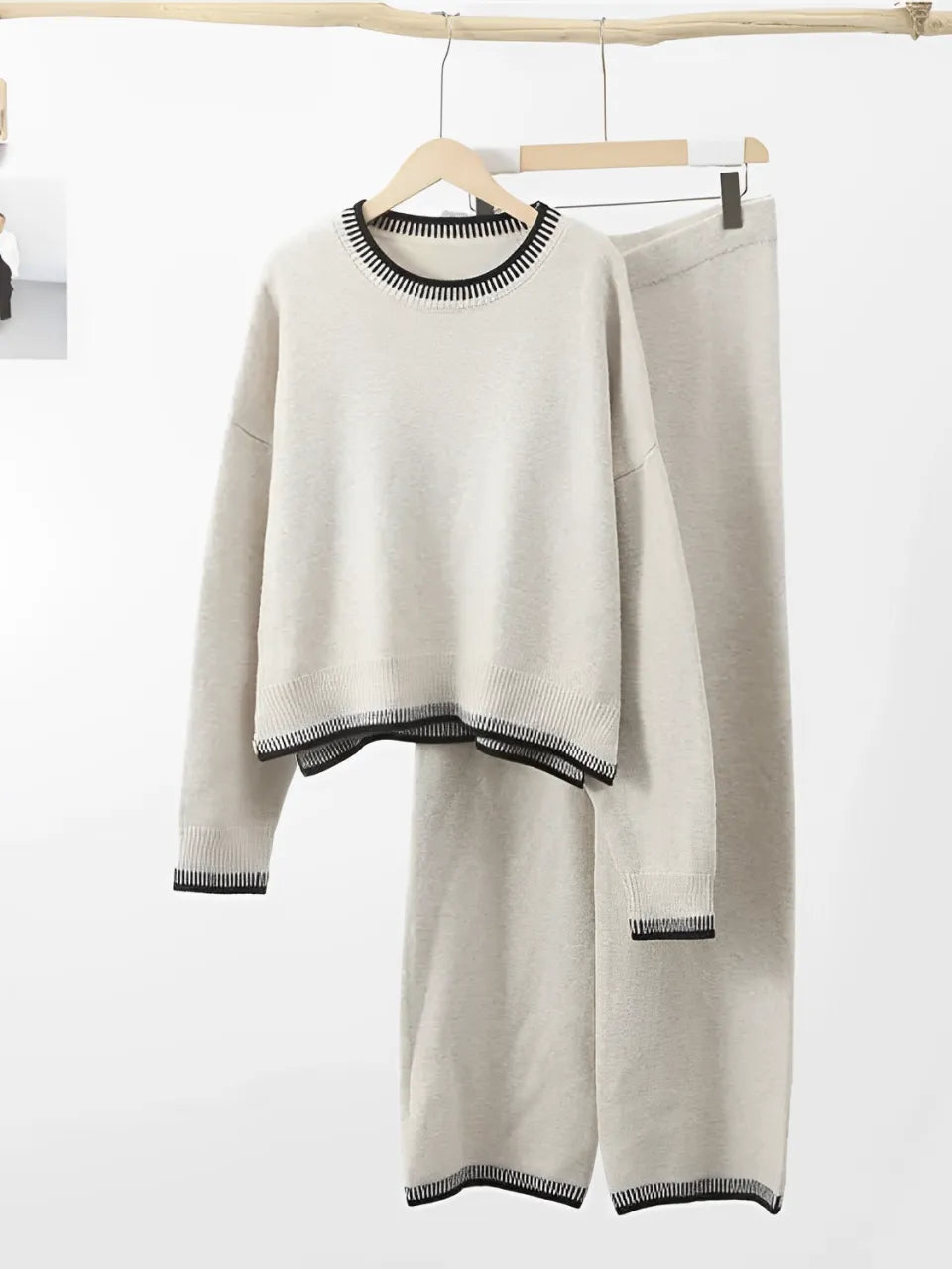 Conjunto Feminino com Suéter e Calça com Detalhes em Crochê - Íris