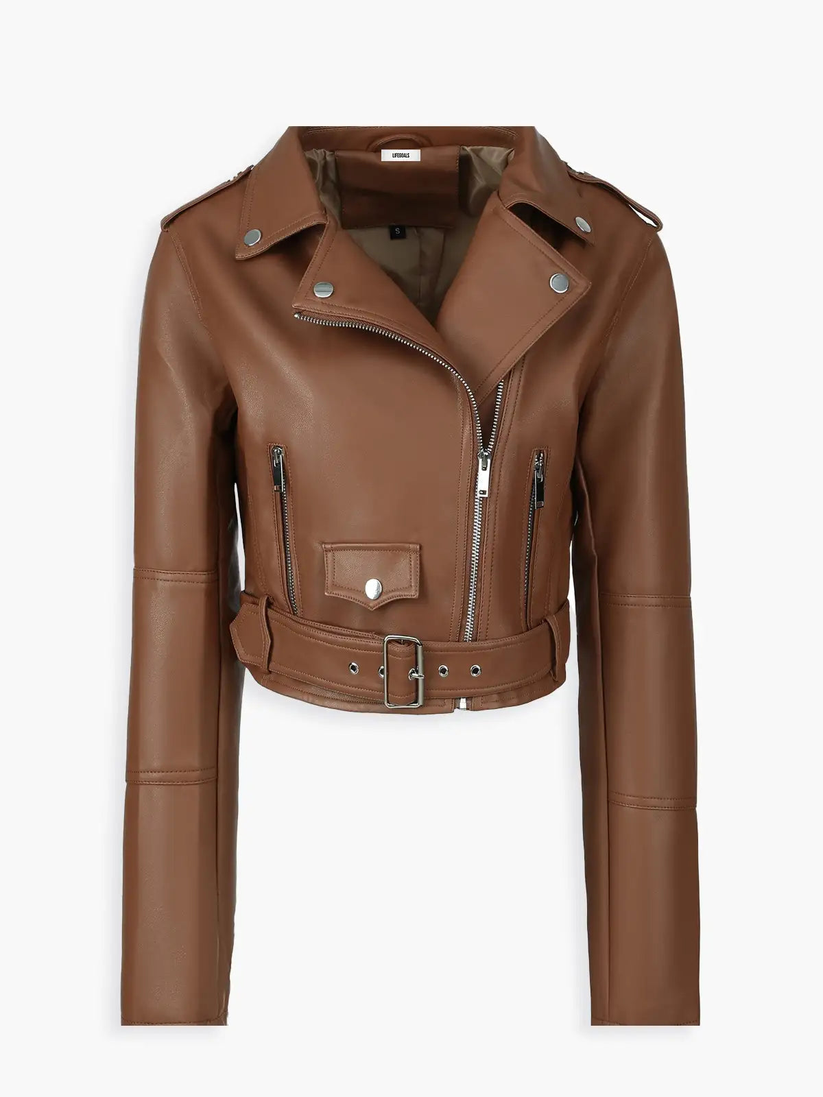 Jaqueta Biker Cropped de Couro Sintético - AiRin