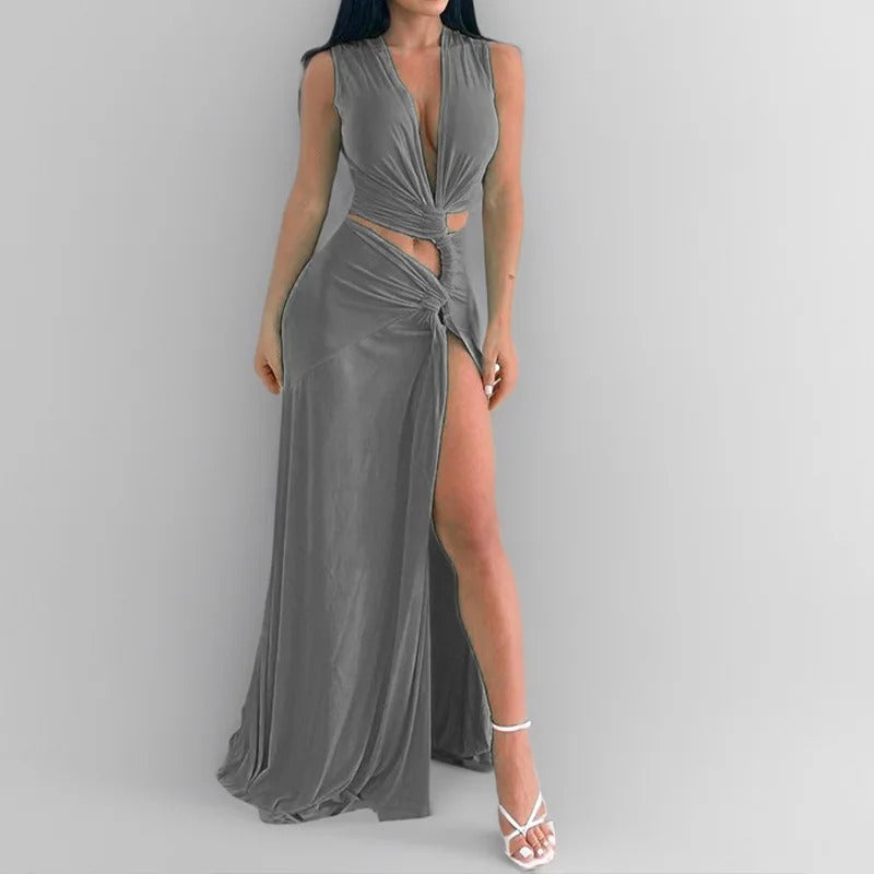 Vestido Feminino Longo Fenda - Lais