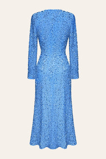 Vestido Midi Maxi de Paetês com Manga Longa - Isabela