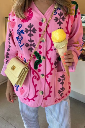 Jaqueta Belessia com Botões Ocultos e Cinto na Cintura