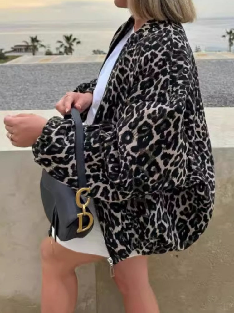 Jaqueta Casual com Estampa Animal Print - Leopard