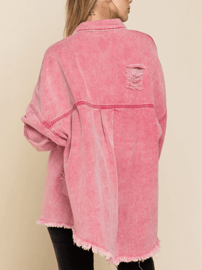 Jaqueta Jeans Desgastada de Algodão - Thinking Out Loud