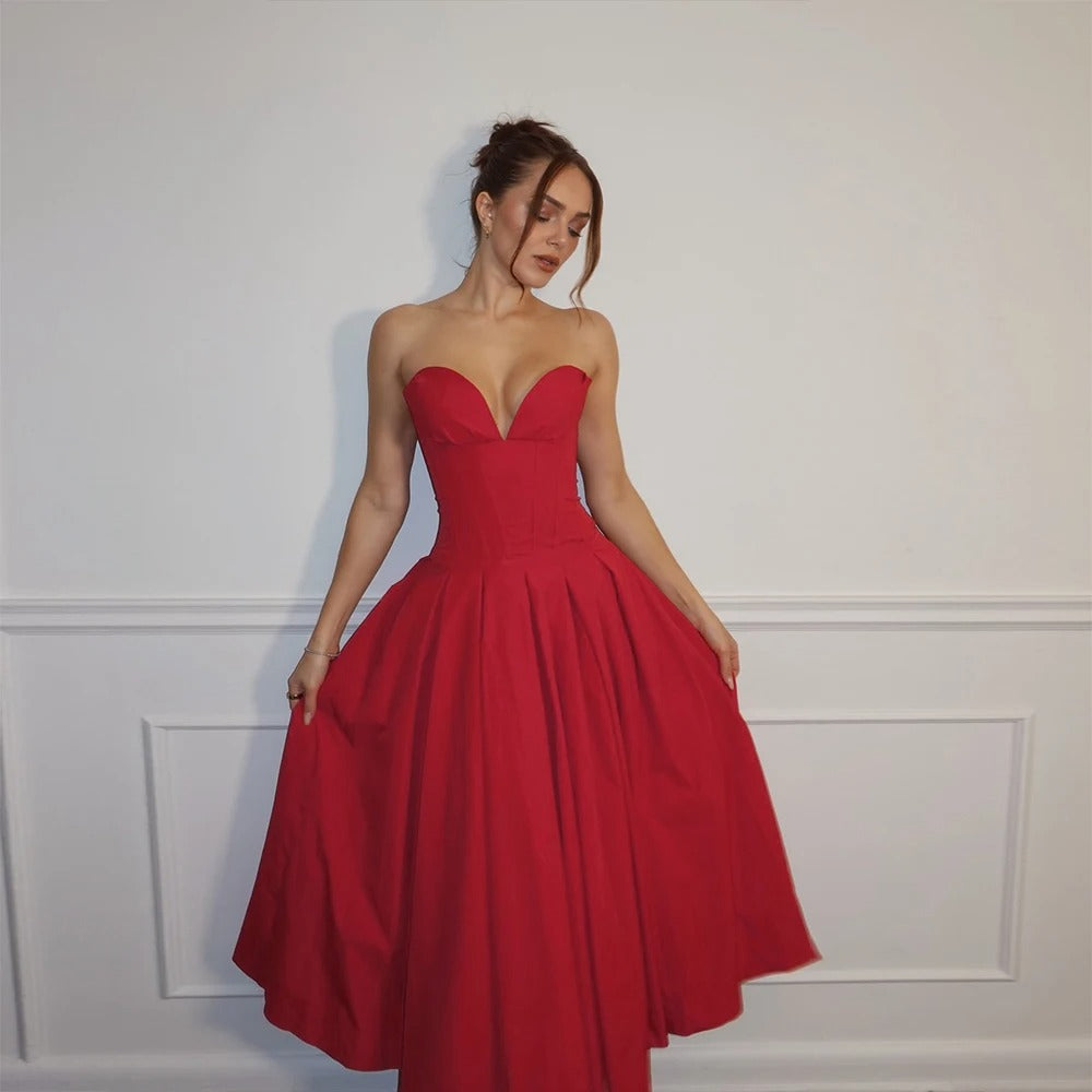 Vestido Elegante Midi Decote em V - Talita