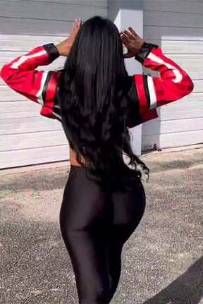 Jaqueta Bordada de Couro Sintético - Biker