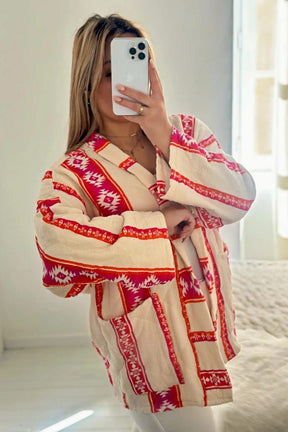 Jaqueta com Decote em V Estilo Quimono - Mirelia