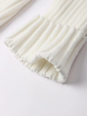 Conjunto Feminino de Tricô Canelado com Suéter de Gola Alta e Calça Flare de Cintura Alta - Luna