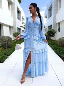 Vestido Feminino Longo Manga - Josy