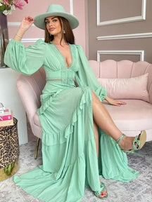 Vestido Feminino Longo Manga - Josy