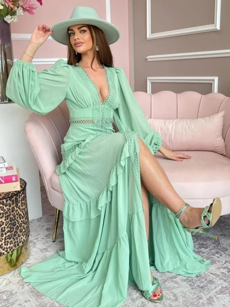 Vestido Feminino Longo Manga - Josy