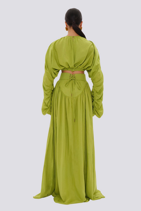 Conjunto Adalicia com Saia Franzida e Blusa de Manga Longa