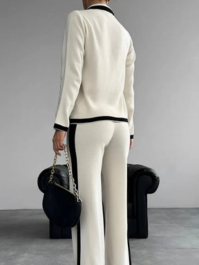 Conjunto Feminino com Casaco Manga Longa com Botões Transpassados e Calça de Cintura Alta - Melinda