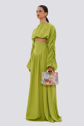 Conjunto Adalicia com Saia Franzida e Blusa de Manga Longa