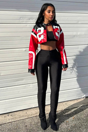 Jaqueta Bordada de Couro Sintético - Biker