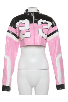 Jaqueta Bordada de Couro Sintético - Biker