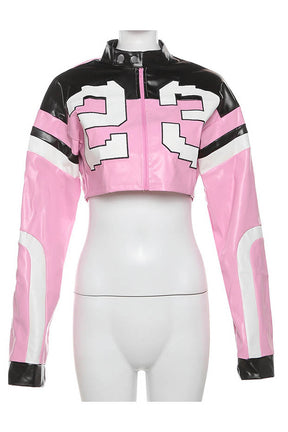 Jaqueta Bordada de Couro Sintético - Biker