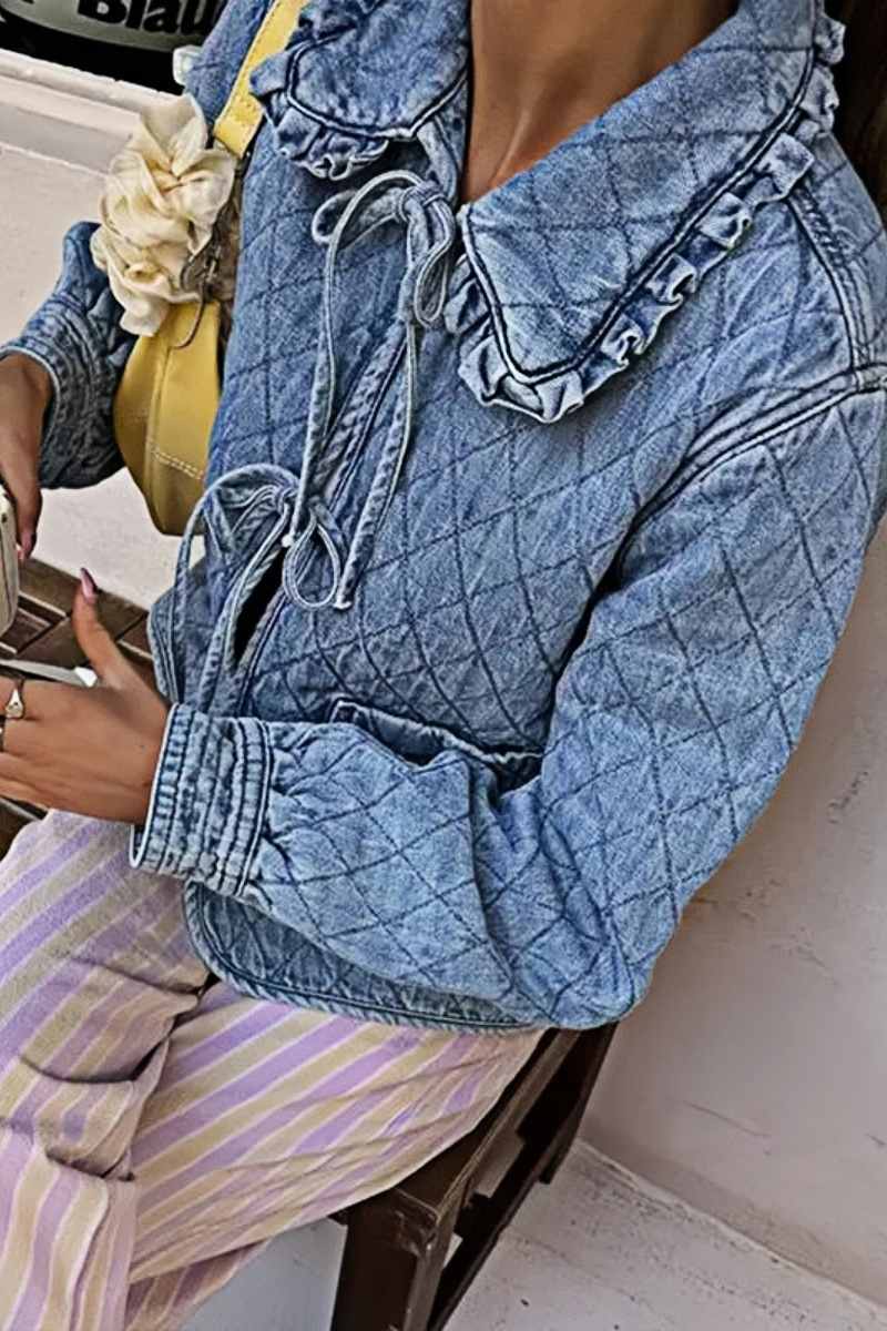 Jaqueta Mounna Estilo Europeu com Matelassê em Diamante