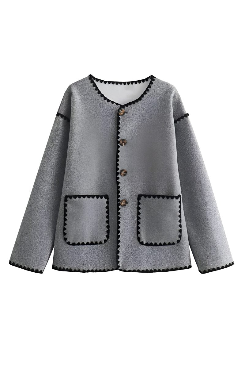 Jaqueta com Decote em V e Fechamento por Botão - Malenia