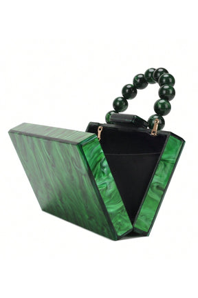 Bolsa Marmorizada com Alça de Corrente com Miçangas