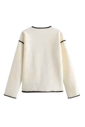 Jaqueta com Decote em V e Fechamento por Botão - Malenia