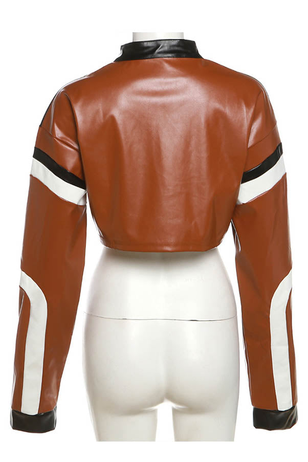 Jaqueta Bordada de Couro Sintético - Biker