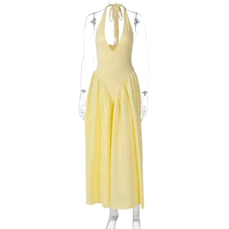 Vestido Feminino Elegante Eudora – Longo Decote Profundo e Costas Nuas