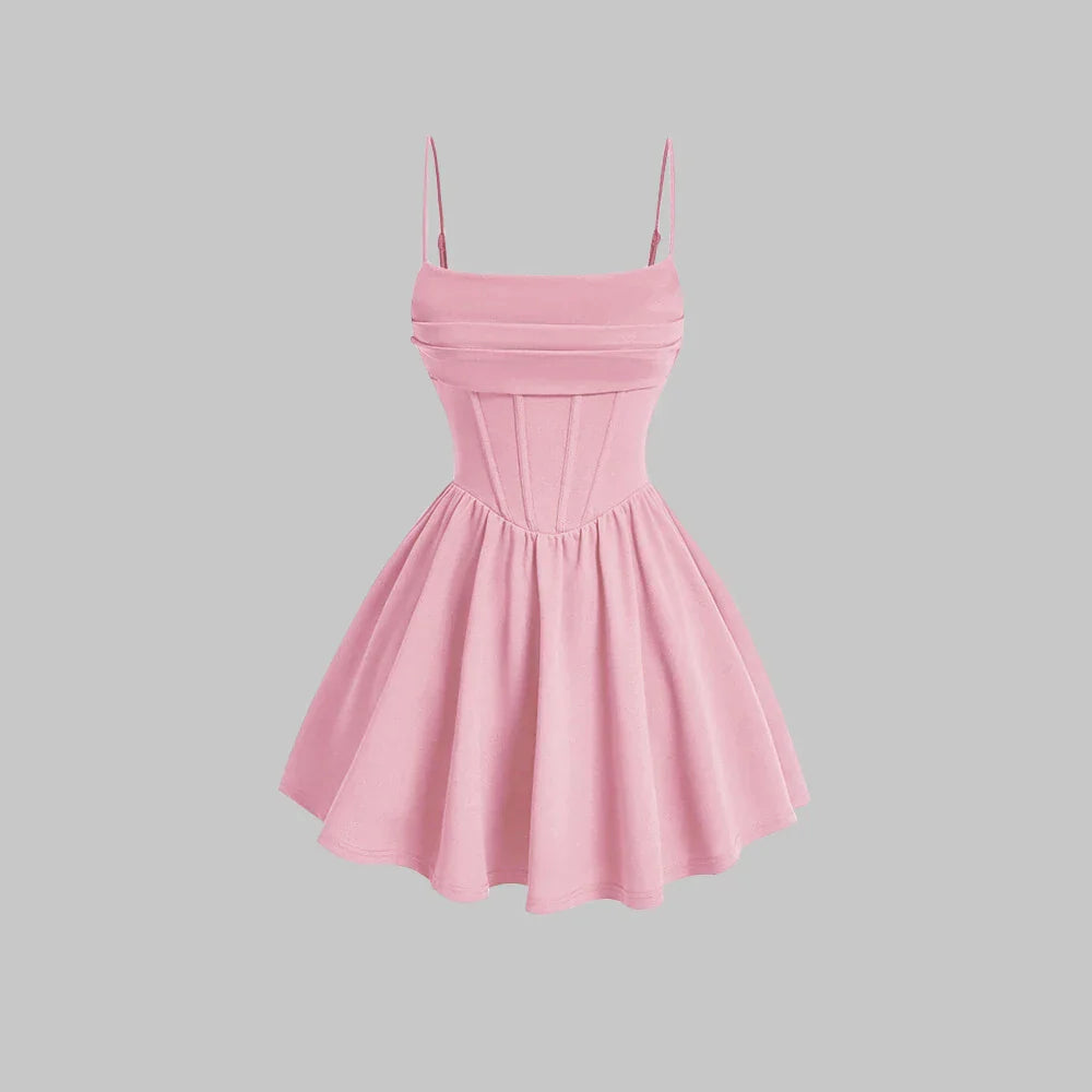 Vestido Feminino Curto Vermelho com Decote Quadrado - Mia