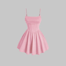 Vestido Feminino Curto Vermelho com Decote Quadrado - Mia