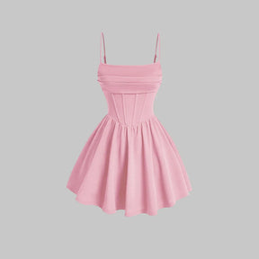 Vestido Feminino Curto Vermelho com Decote Quadrado - Mia