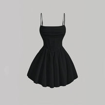 Vestido Feminino Curto Vermelho com Decote Quadrado - Mia