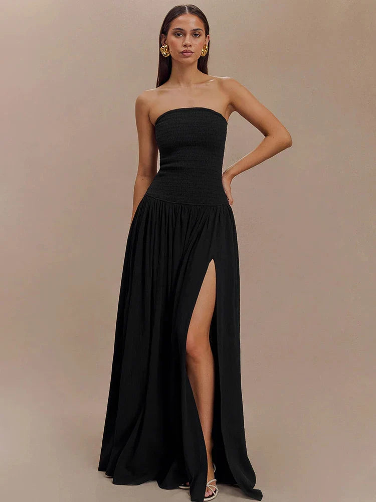 Vestido Longo Tomara que Caia com Fenda Lateral Elegante Isabella