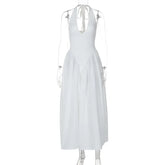 Vestido Feminino Elegante Eudora – Longo Decote Profundo e Costas Nuas