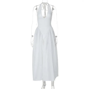 Vestido Feminino Elegante Eudora – Longo Decote Profundo e Costas Nuas