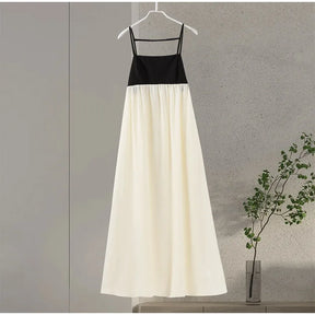 Vestido Feminino Elegante Noelis - Longo Bicolor com Decote Quadrado