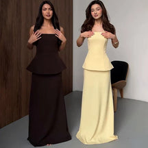 Conjunto Feminino Elegante com Top Faixa e Saia – 2 Peças