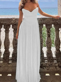 Vestido Longo Plissado Tomara que Caia com Cintura Alta e Costas Nuas - Noemi